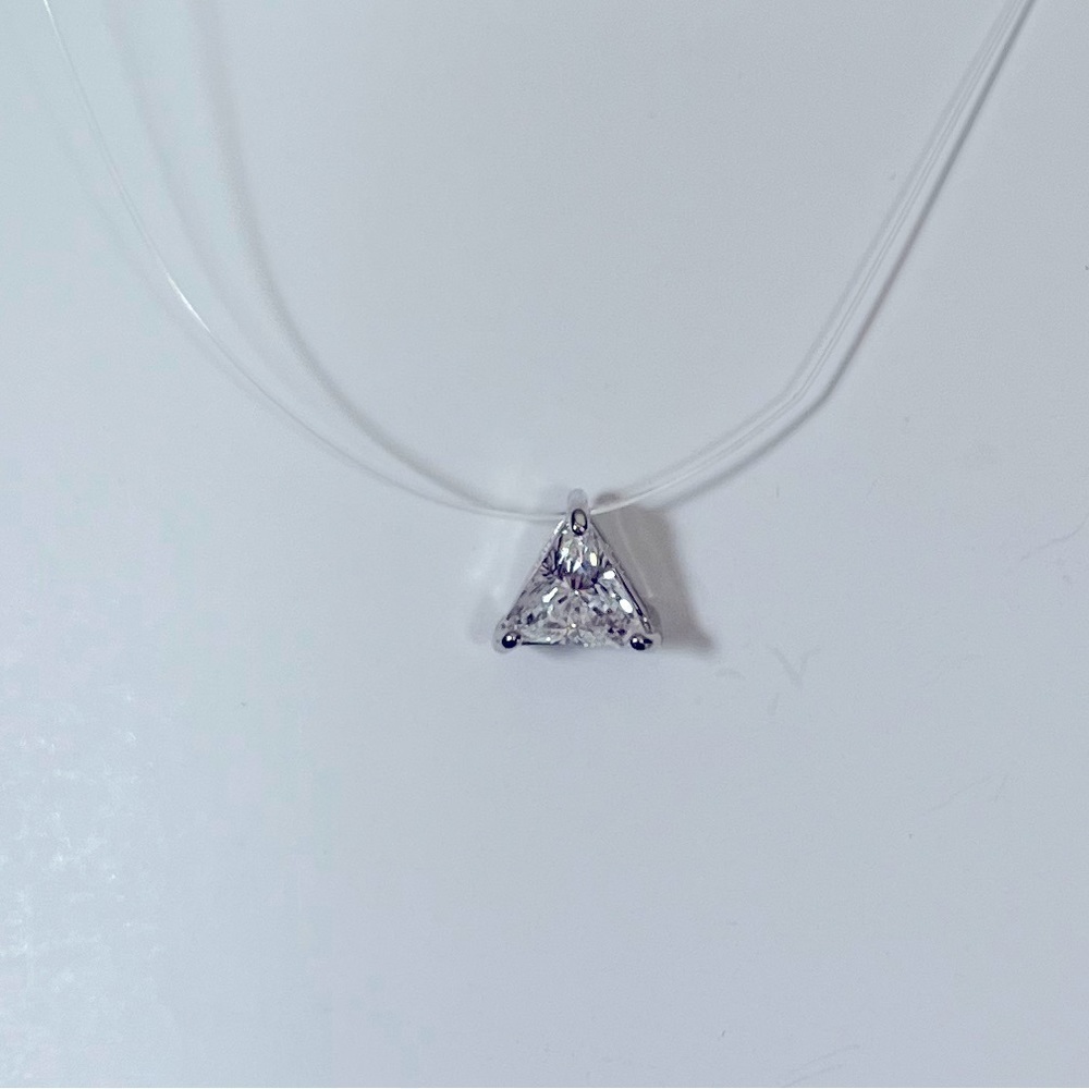 Clear Crystal Illusion Solitaire Pendant Necklace | Geometric Sparkle
